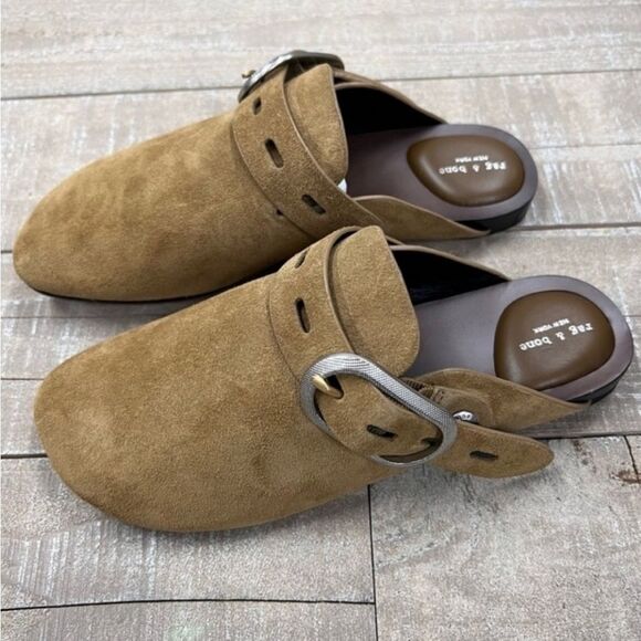 Rag & Bone Ansley Slide In Golden Brown Suede - Picture 2 of 5